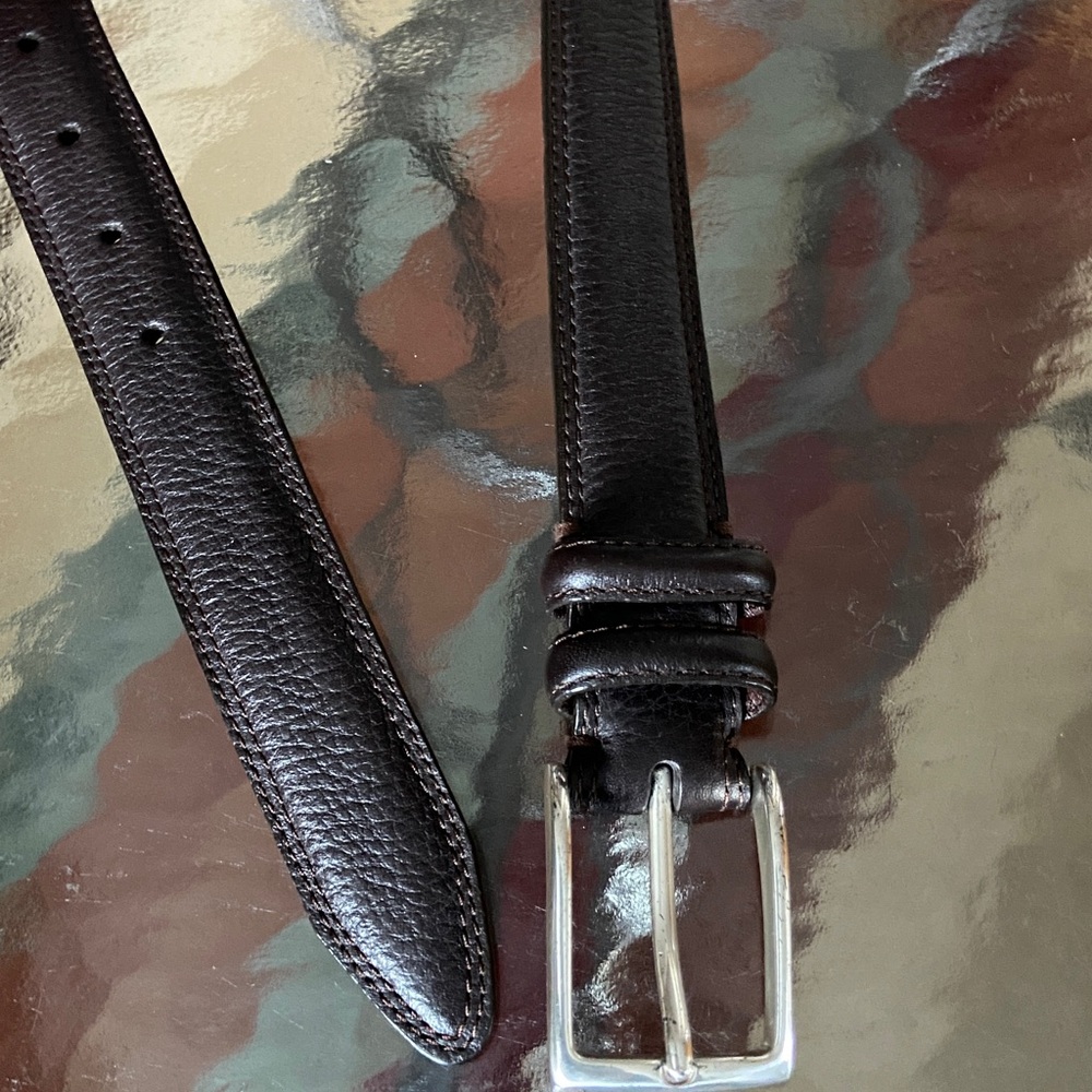 Brown Leather Belt 34 - Picture 2 of 8